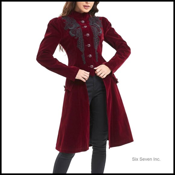 Victorian Steampunk Velvet Jacket Gothic Frock Coat Renaissance Chic Vintage